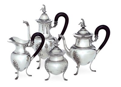 Servizio da Tè e Caffè di Gusto Neoclassico. Argenteria Artistica Fiorentina, Marchi in Uso dal 1...