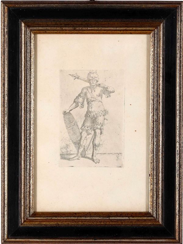 Rosa, Salvator (1615-1673) Soldato in piedi con mazza e scudo ovale, 1656/57