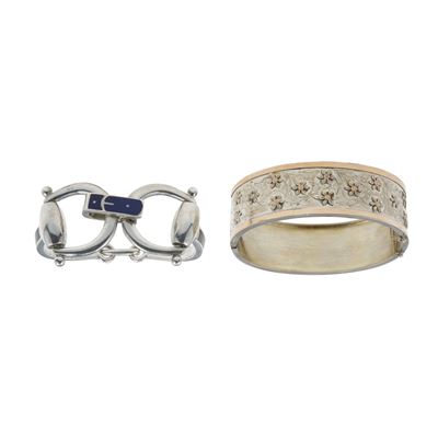 Gucci, Lotto composto da due bracciali in argento (uno firmato)