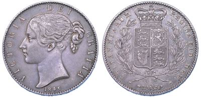Regno Unito, Moneta Crown del 1845, Vittoria (1837-1901)