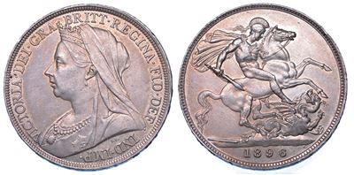 Regno Unito, Vittoria, Crown 1896, argento, diametro mm. 38,77