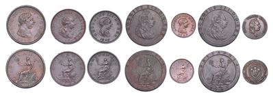 Regno Unito, Lotto di sette monete di George III (1760-1820)