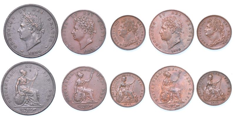 REGNO UNITO. GEORGE IV, 1820-1830. Lotto di cinque monete.  - Auction Numismatics - Cambi Casa d'Aste