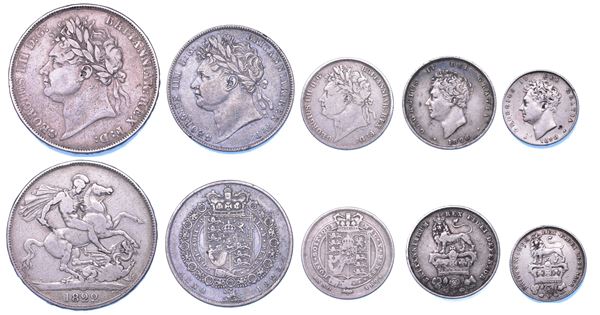 REGNO UNITO. GEORGE IV, 1760-1820. Lotto di cinque monete.