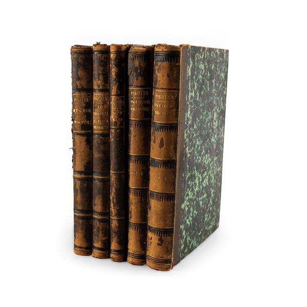 Figueir Louis (1819-1894) - Vita e costumi degli animali, voll. 1 e 2 - Storia delle piante - Razze umane - La terra prima del diluvio, l'uomo primitivo Milano, Treves, 1870-1874