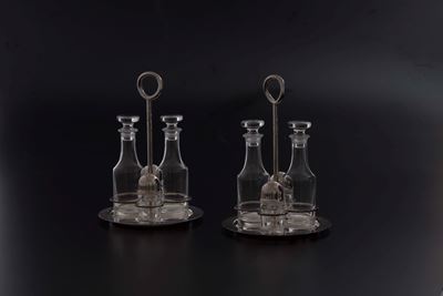 Coppia di Eleganti Oliere in Metallo e Vetro, Christofle