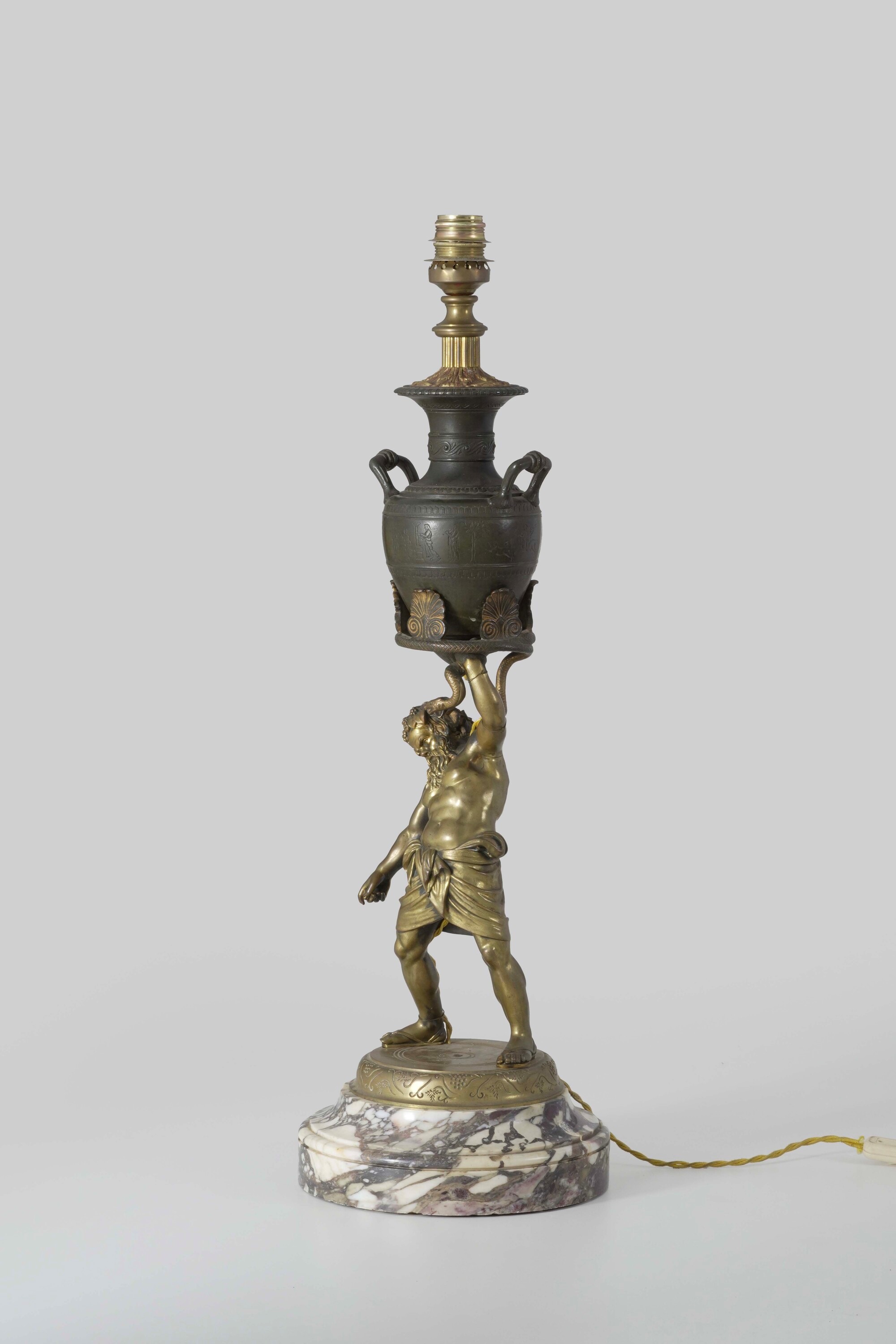 Lampada in Bronzo su Base in Marmo