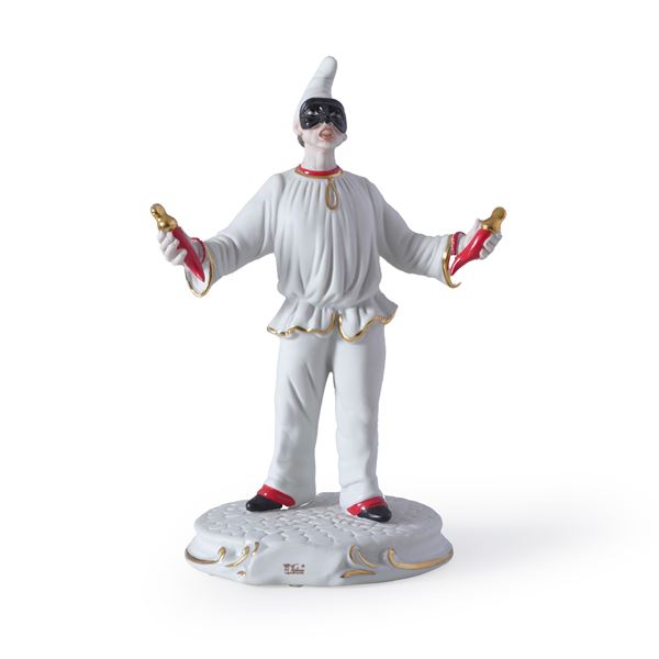 Figura di pulcinella.<BR>Victoria Capodimonte, XX secolo.