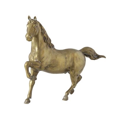 Cavallo in metallo dorato, scultura decorativa, XX secolo