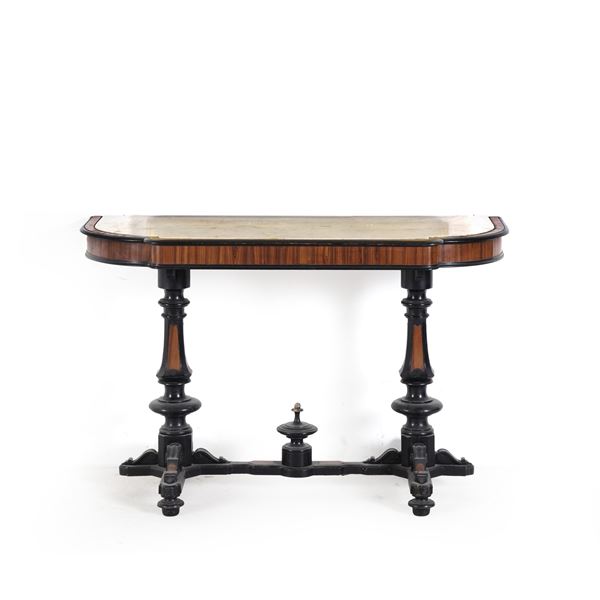 Consolle in legno lastronato ed ebanizzato, XIX secolo