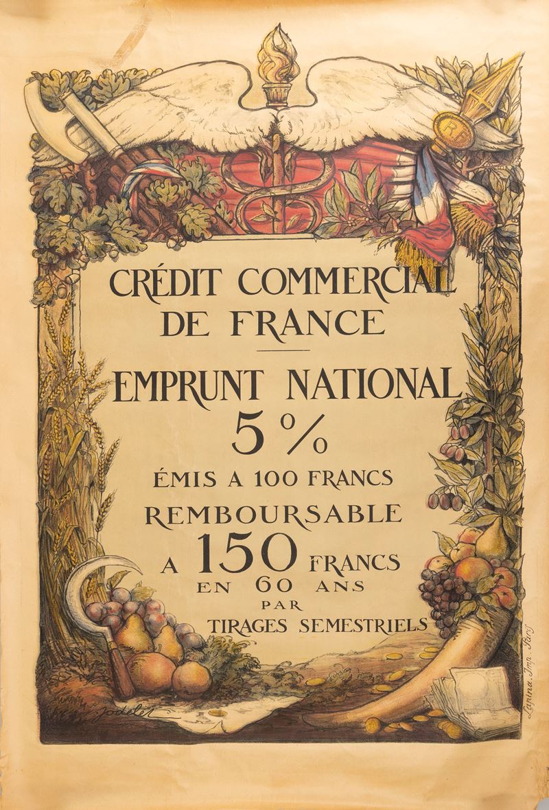 Artista non identificato : Prestito Nazionale - Credito Nazionale di Francia  - Auction Vintage Posters and Collectibles - Cambi Casa d'Aste