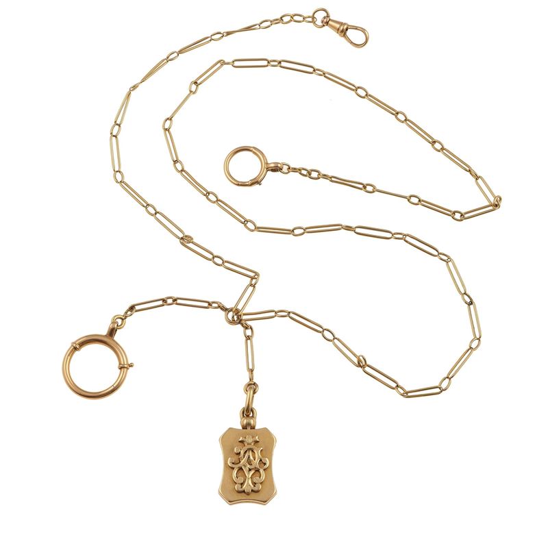 Catena da orologio con pendente portafoto, con cifre  - Asta Gioielli - Cambi Casa d'Aste
