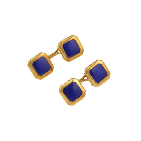 Bottoni da polso con smalto blu