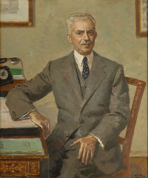 Giacinto Motta nel suo studio