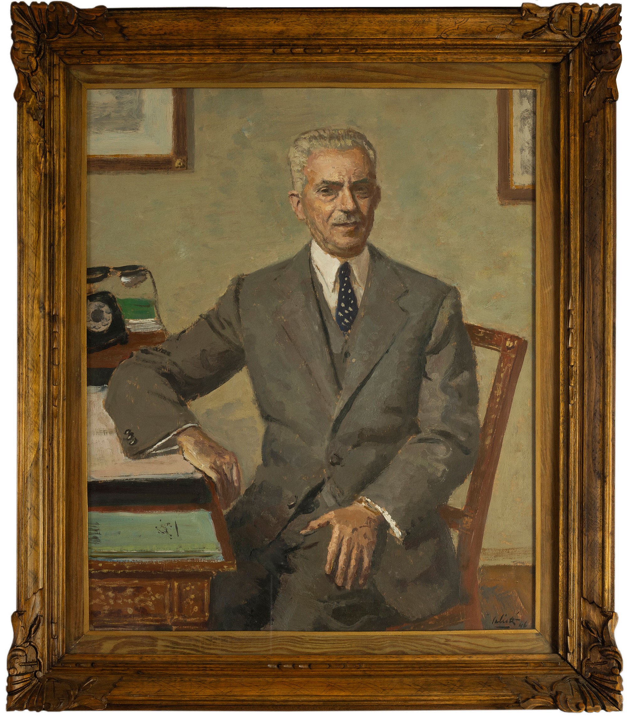 Alberto Salietti - Giacinto Motta nel suo studio, olio su tavoletta