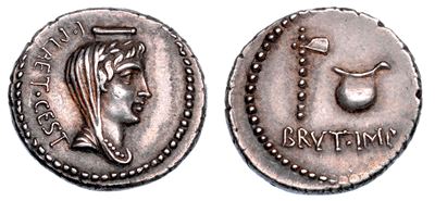 M. IUNIO BRUTO, Denario, 43-42 a.C., Argento, 3,72 g, diametro 17,47 mm
