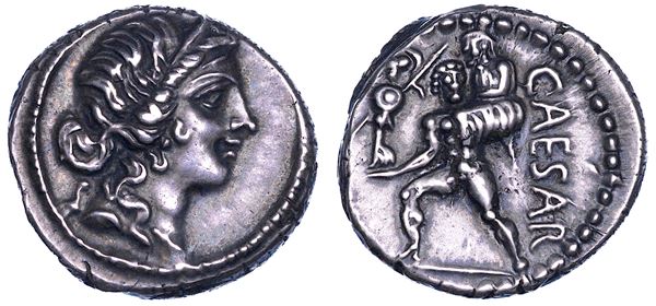C. GIULIO CESARE. Denario, anni 47-46 a.C. Africa.