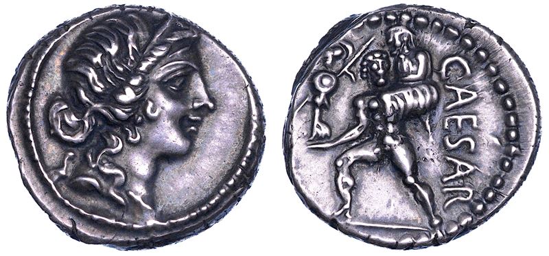 C. GIULIO CESARE. Denario, anni 47-46 a.C. Africa.  - Asta Numismatica - Cambi Casa d'Aste