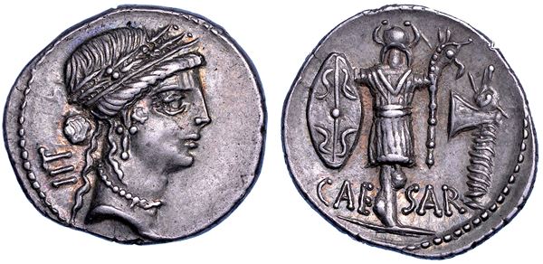C. GIULIO CESARE. Denario, anni 48-47. Zecca itinerante.
