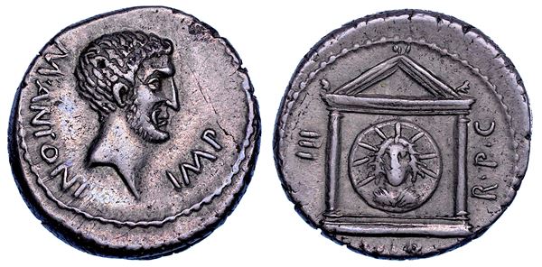 MARCO ANTONIO. Denario, 42 a.C.