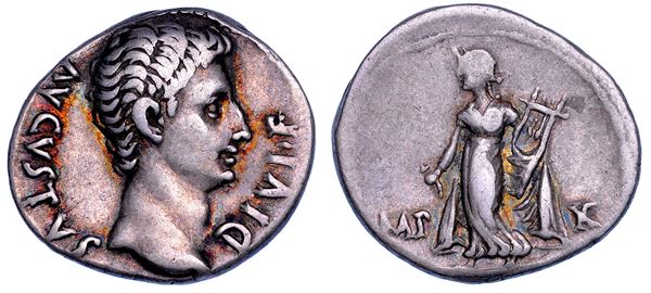 OTTAVIANO AUGUSTO, 27 a.C. - 14 d.C. Denario, 15-13 a.C. Lugdunum.