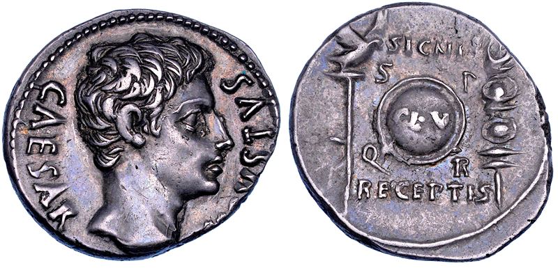 OTTAVIANO AUGUSTO, 27 a.C. - 14 d.C. Denario, 19 a.C.  - Auction Numismatics - Cambi Casa d'Aste