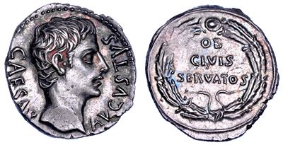 Ottaviano Augusto, Denario, 19 a.C.