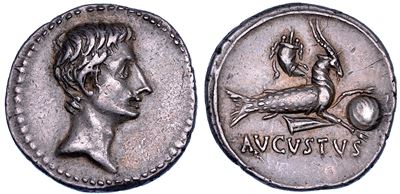 Ottaviano Augusto, Denario, 18-17 a.C.