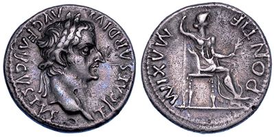 Tiberio, Denario, Lugdunum, 14-37 d.C.