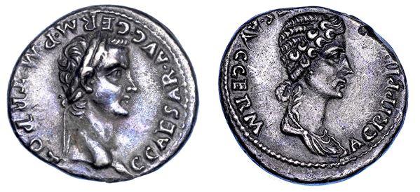GAIO (Caligola) e AGRIPPINA MAGGIORE, 37-41. Denario, 37-38.