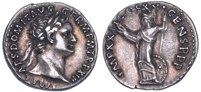 Domiziano, Denario con Minerva, 81-96 d.C.