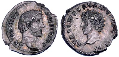 Antonino Pio e Marco Aurelio, Denario, 139 d.C.