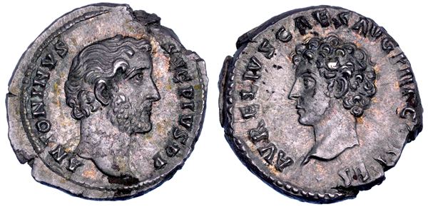ANTONINO PIO E MARCO AURELIO. Denario, 139.
