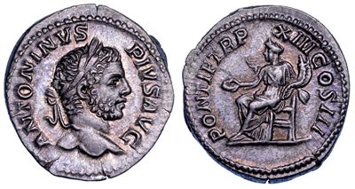 CARACALLA, Denario del 210 d.C., Roma