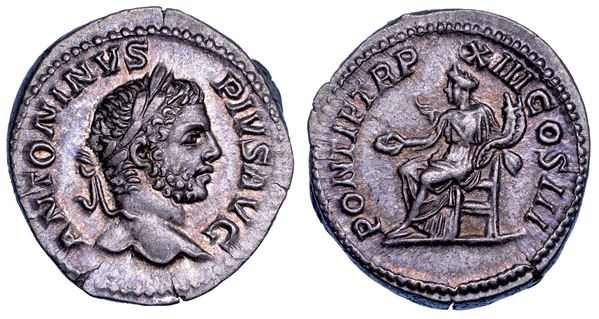CARACALLA, 198-217. Denario, 210. Roma.