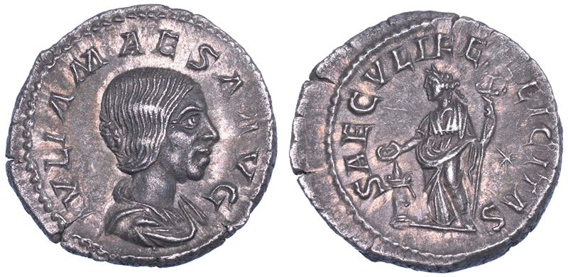 GIULIA MESA (nonna di Eliogabalo e di Alessandro Severo), + 226. Denario.  - Auction Numismatics - Cambi Casa d'Aste