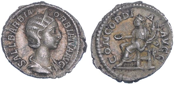 ORBIANA (moglie di Alessandro Severo), 225-227. Denario. Roma.