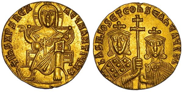 BASILIO I e COSTANTINO, 867-886. Solido. Costantinopoli.
