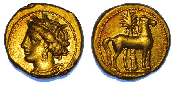 ZEUGITANIA. CARTAGINE. Mezzo Shekel, circa anni 350-320 a.C.