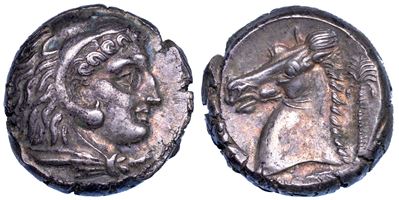 Zeugitania, Cartagine - Tetradracma, 300-289 a.C., Periodo Siculo Punico