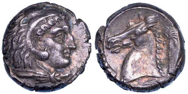 ZEUGITANIA. CARTAGINE. Tetradracma, 300-289 a.C. Periodo Siculo Punico.