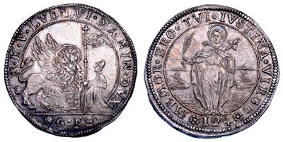 LUDOVICO MANIN, Ducatone da 124 soldi con S. Giustina (1789-1797)