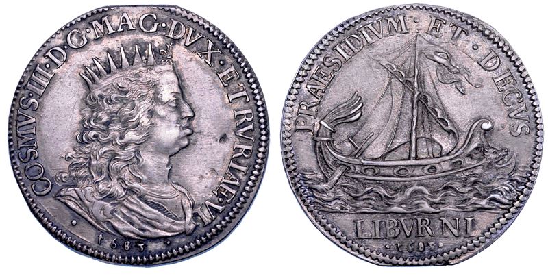 LIVORNO. COSIMO III DE' MEDICI, 1670-1723. Mezzo Tollero 1683.  - Auction Numismatics - Cambi Casa d'Aste