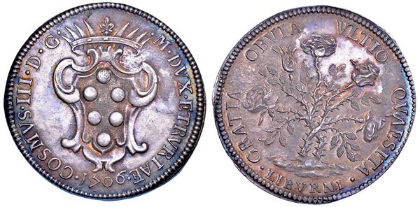 LIVORNO. COSIMO III DE' MEDICI, 1670-1723. Pezza della rosa 1706.
