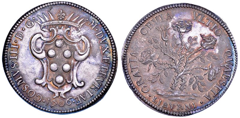 LIVORNO. COSIMO III DE' MEDICI, 1670-1723. Pezza della rosa 1706.  - Auction Numismatics - Cambi Casa d'Aste