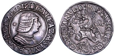 Testone di Galeazzo Maria Sforza, Milano, 1466-1476