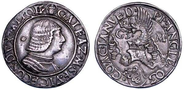MILANO. GALEAZZO MARIA SFORZA, 1466-1476. Testone (o Lira o Grosso da 20 Soldi).