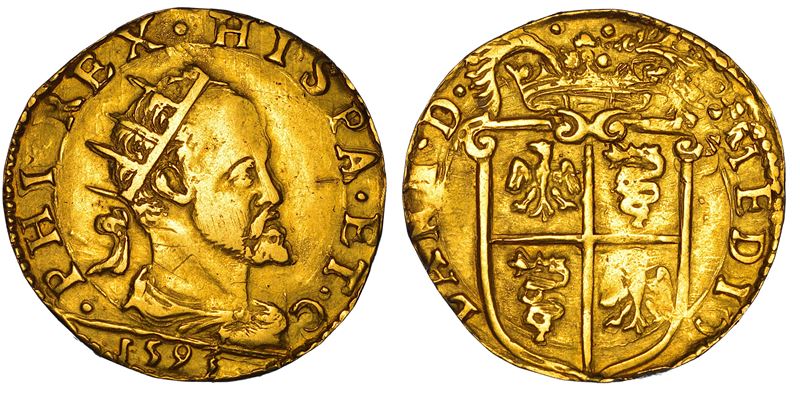 MILANO. FILIPPO II D'ASBURGO, 1554-1598. Doppia 1593.  - Auction Numismatics - Cambi Casa d'Aste