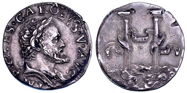 MILANO. CARLO V D'ASBURGO, 1535-1556. Quarto di Scudo d'argento s.d.