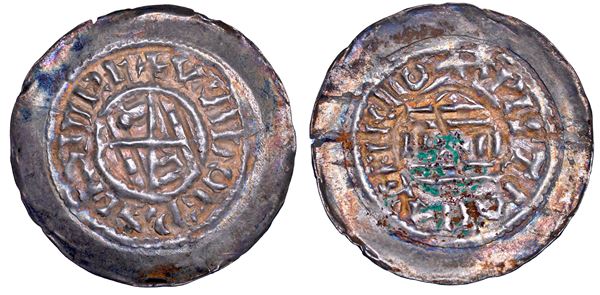 MILANO. GUIDO DI SPOLETO Re d'Italia, 889-891. Denaro di stampo largo.